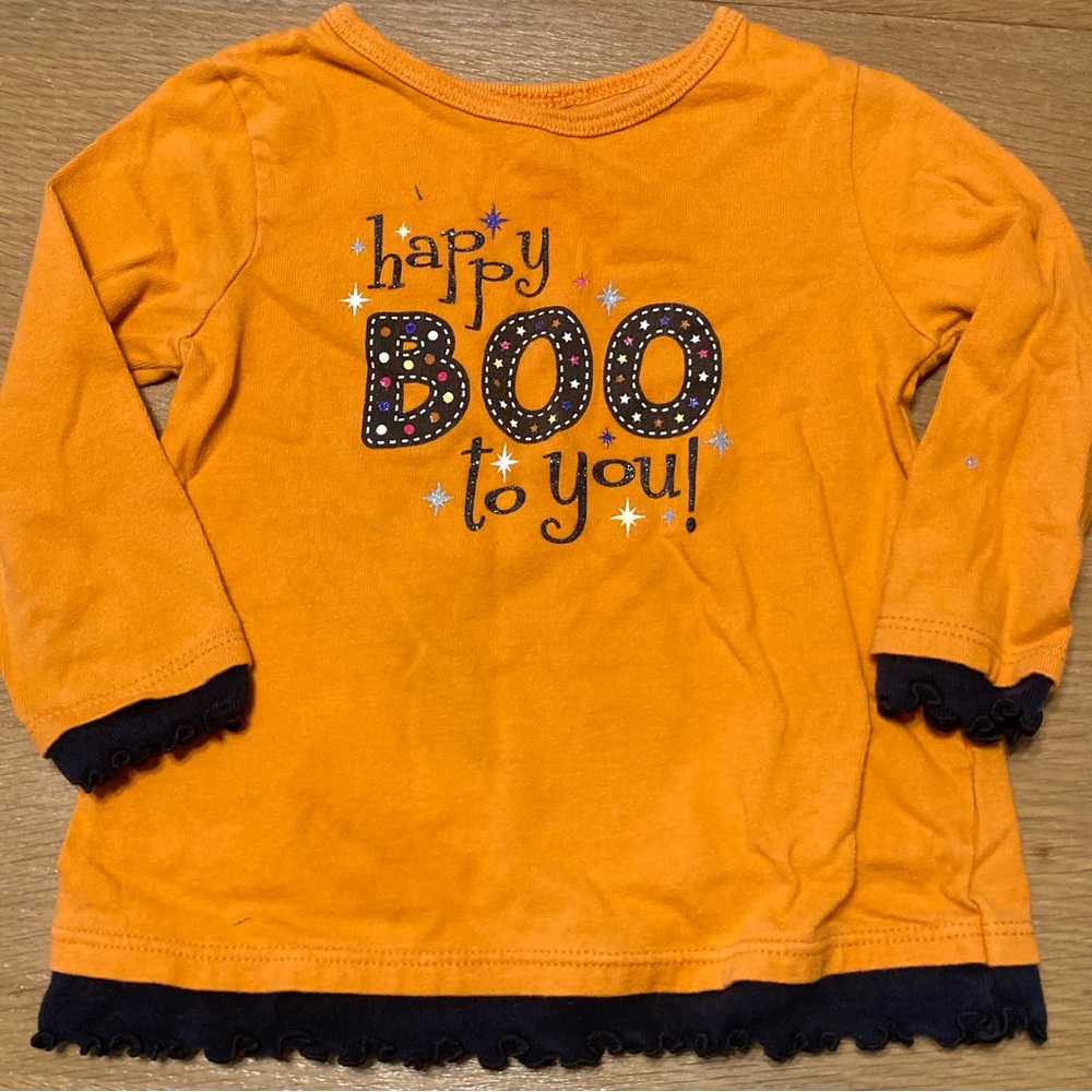 Happy Boo‎ to You! Halloween Shirt 18M Orange Long Sleeve Toddler Girls